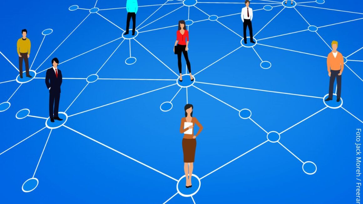 Imagem ilustrativa abstrata de uma rede de pessoas, simbolizando a ideia de construção de relacionamentos