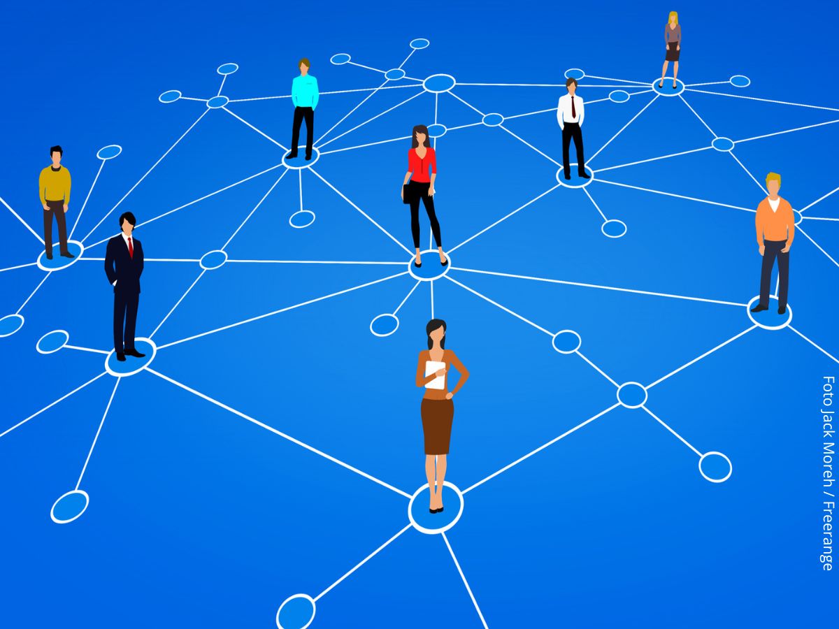 Imagem ilustrativa abstrata de uma rede de pessoas, simbolizando a ideia de construção de relacionamentos